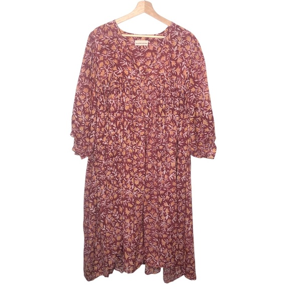 DAUGHTERS OF INDIA Kyra Midi Dress Sumac Cotton Block Print Beachy Boho 2XL XXL - Picture 3 of 9